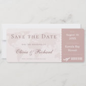 Elegant Roos boarding Pass Save the Date Kaart (Voorkant)