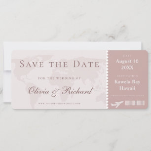 Elegant Roos boarding Pass Save the Date Kaart