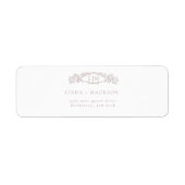 Elegant Roos botanische kam monogram bruiloft Etiket (Voorkant)