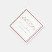 Elegant Roos botanische kam monogram bruiloft Servet (Hoek)