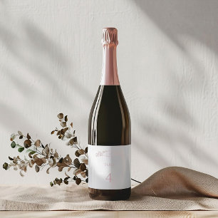 Elegant Roos botanische kam monogram bruiloft Wijn Etiket