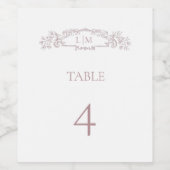 Elegant Roos botanische kam monogram bruiloft Wijn Etiket (Enkel label)