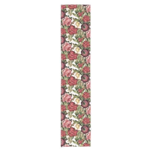 Elegant  Roos Botanische Tafelboom Korte Tafelloper (Voorkant)