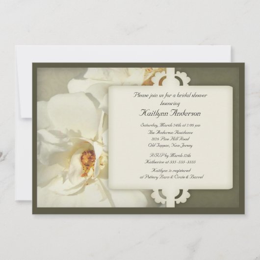 Elegant Roos Bridal Shower Invitation Kaart (Voorkant)