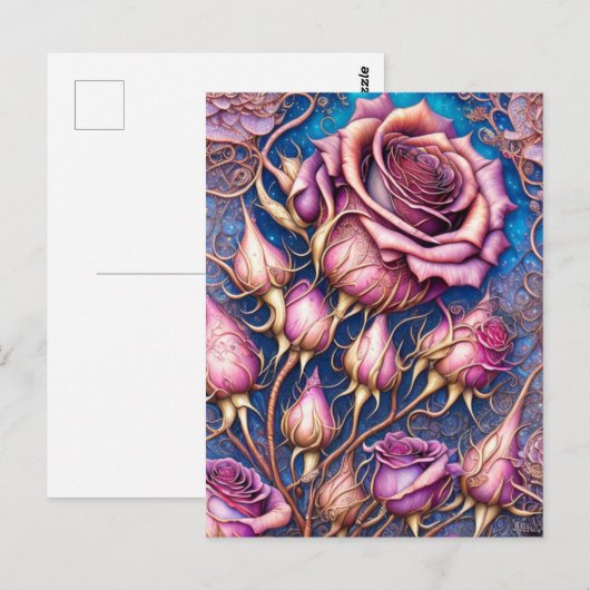 Elegant Roos Briefkaart (Voorkant / Achterkant)