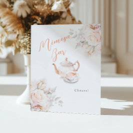 Elegant Roos Bruids Tea Party Mimosa Bar Reclamebord Met Voetstuk