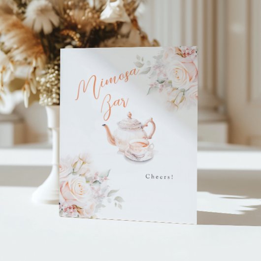 Elegant Roos Bruids Tea Party Mimosa Bar Reclamebord Met Voetstuk