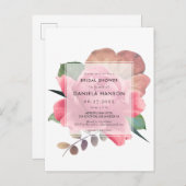 Elegant  roos Bruidsdouche Uitnodiging (Voorkant / Achterkant)