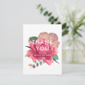 Elegant  roos bruiloft bedankkaart (Staand voorkant)