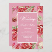 Elegant roos bruiloft kaart (Voorkant / Achterkant)