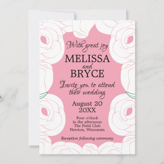 Elegant roos bruiloft kaart (Voorkant)