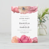 Elegant roos bruiloft na feest kaart (Staand voorkant)