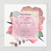 Elegant  roos bruiloft programmakaart (Voorkant)