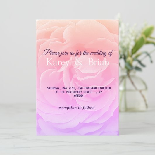 Elegant Roos bruiloft uitnodiging Kaart (Staand voorkant)