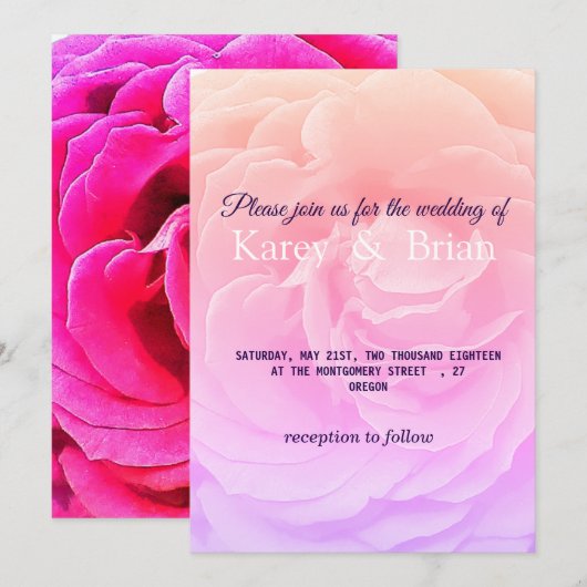 Elegant Roos bruiloft uitnodiging Kaart (Voorkant / Achterkant)