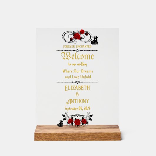 Elegant Roos bruiloft welkom Acryl Bord (Voorkant)