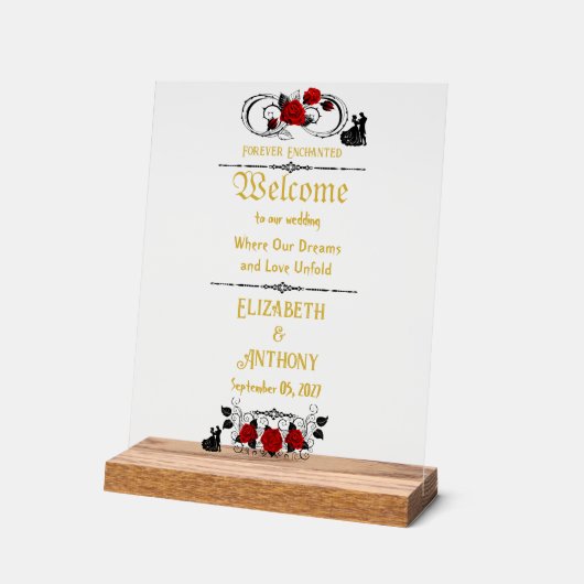 Elegant Roos bruiloft welkom Acryl Bord (Hoek)