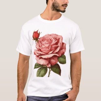 Elegant Roos & Bud Blossom – Een tijdloze Vintage T-shirt