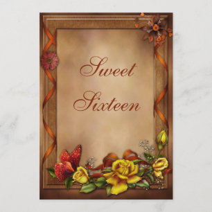Elegant Roos & Butterfly Sweet 16 Kaart