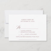 Elegant Roos Calligrafie Song Request RSVP Card Kaart (Achterkant)