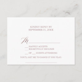 Elegant Roos Calligrafie Song Request RSVP Card Kaart