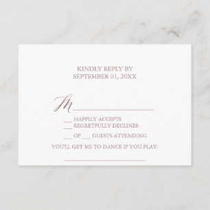 Elegant Roos Calligrafie Song Request RSVP Card Kaart