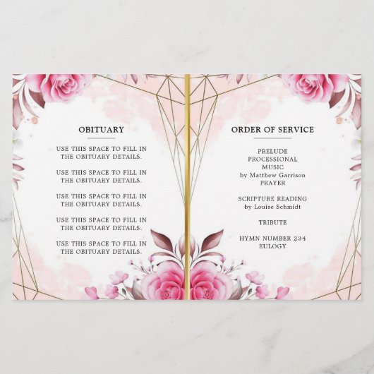 Elegant Roos Celebration of Life Programme (Achterkant)