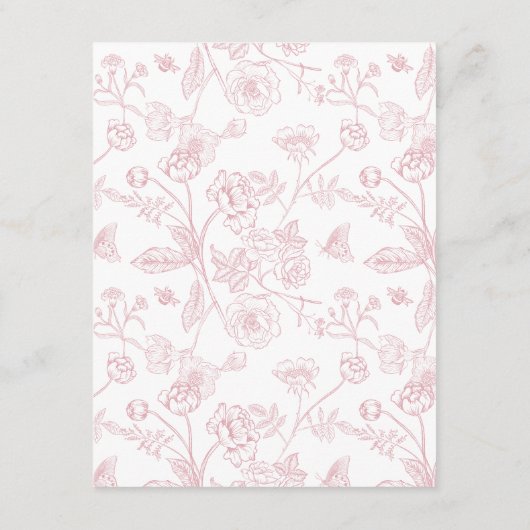 Elegant Roos Chinoiserie Bloemenbruiloft Details Informatiekaartje (Achterkant)