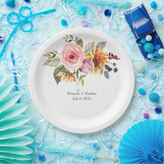 Elegant Roos chique bruiloft Papieren Bordje (Feest)