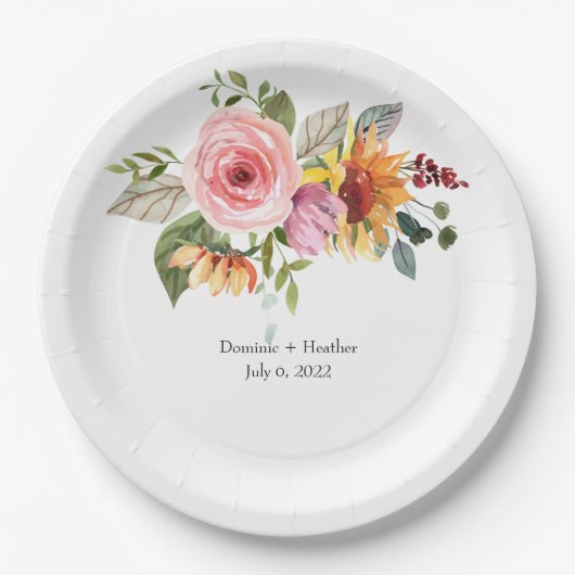 Elegant Roos chique bruiloft Papieren Bordje (Voorkant)