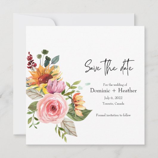 Elegant Roos Chique en foto bruiloft uitnodiging (Voorkant)