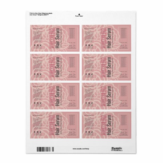 Elegant Roos Coral Pink Dropper fleslabels Etiket (Full Sheet)