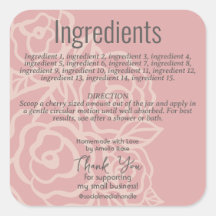 Elegant Roos Coral Pink Floral Ingrediënt Label