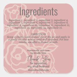 Elegant Roos Coral Pink Floral Ingrediënt Label