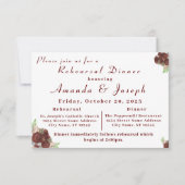 Elegant Roos Corsage Rehearsal Dinner Invitation Kaart (Voorkant)
