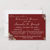 Elegant Roos Corsage Rehearsal Dinner Invitation Kaart (Voorkant)