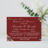 Elegant Roos Corsage Rehearsal Dinner Invitation Kaart (Staand voorkant)