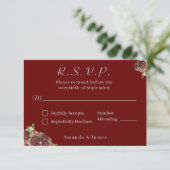 Elegant Roos-Corsage-responskaart RSVP Kaartje (Staand voorkant)