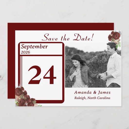 Elegant Roos-Corsage-responskaart Save The Date