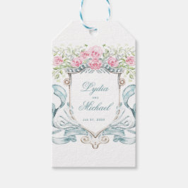 Elegant Roos Crest w / Bow | Bruiloft Cadeaulabel