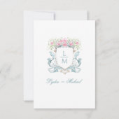 Elegant Roos Crest w / Bow Details Behuizing Kaart (Achterkant)