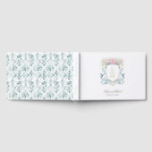 Elegant Roos Crest w / Bow | Monogram bruiloft Gastenboek (Volledig)