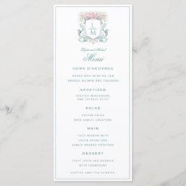 Elegant Roos Crest w / Bow | Monogram bruiloft Menu