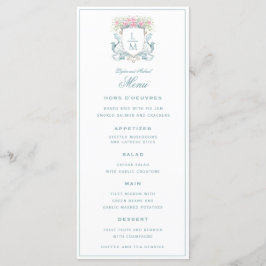 Elegant Roos Crest w / Bow | Monogram bruiloft Menu