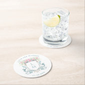 Elegant Roos Crest w / Bow | Monogram bruiloft Ronde Kartonnen Onderzetter (Insitu)