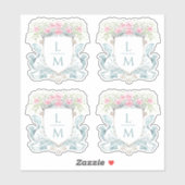 Elegant Roos Crest w / Bow | Monogram bruiloft Sticker (Vel)