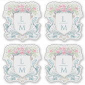 Elegant Roos Crest w / Bow | Monogram bruiloft Sticker (Voorkant)