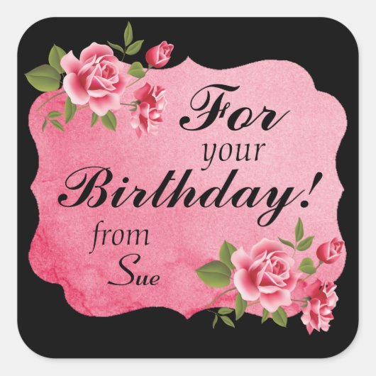 Elegant Roos Custom Gift Stickers (Voorkant)