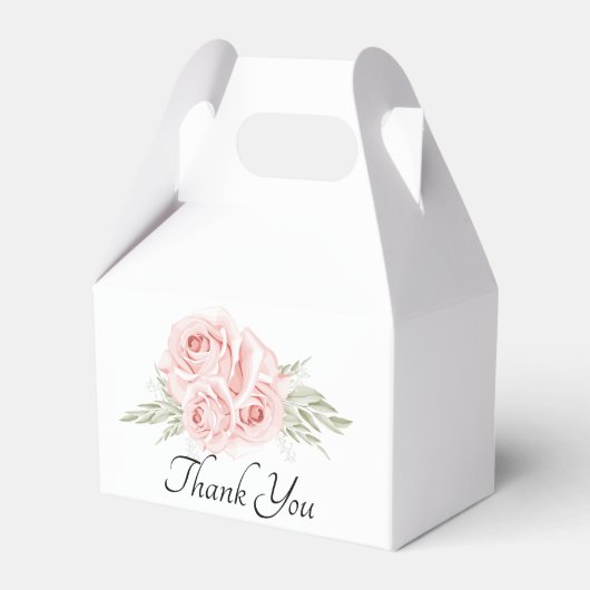Elegant Roos Dank je roze Floral Wedding Favor Bedankdoosjes (Voorkant Zijde)
