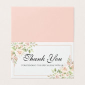 Elegant Roos Dank je roze Floral Wedding Kaart (Buitenkant ongevouwen)